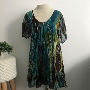 Ashro Short Sleeve Multicolored Beaded Blouse